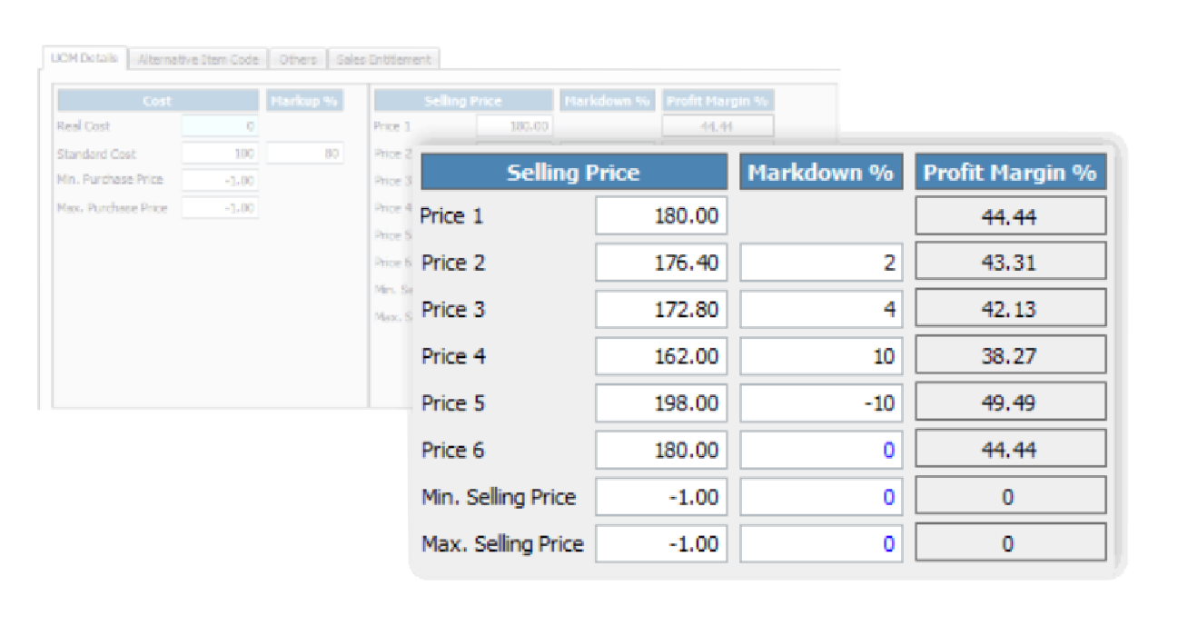 6 Levels Selling Price With Auto-Adjustment